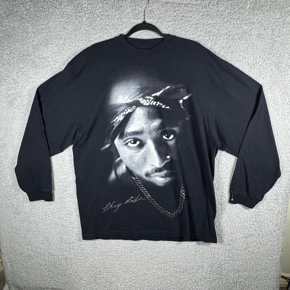 Vintage Griffin Tupac Shakur Thug Life Long Sleeve Shirt Black Mens‎ 2XL Hip Hop
